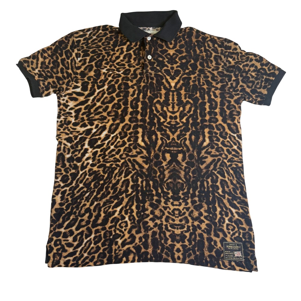 Denim & Supply Ralph Lauren Polo Shirt Mens Small Leopard Print 2011 Rare EX